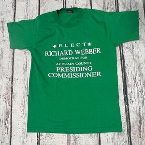 VTG 90s Elect Richard Webber Political 1990s Crewneck Green Tshirt